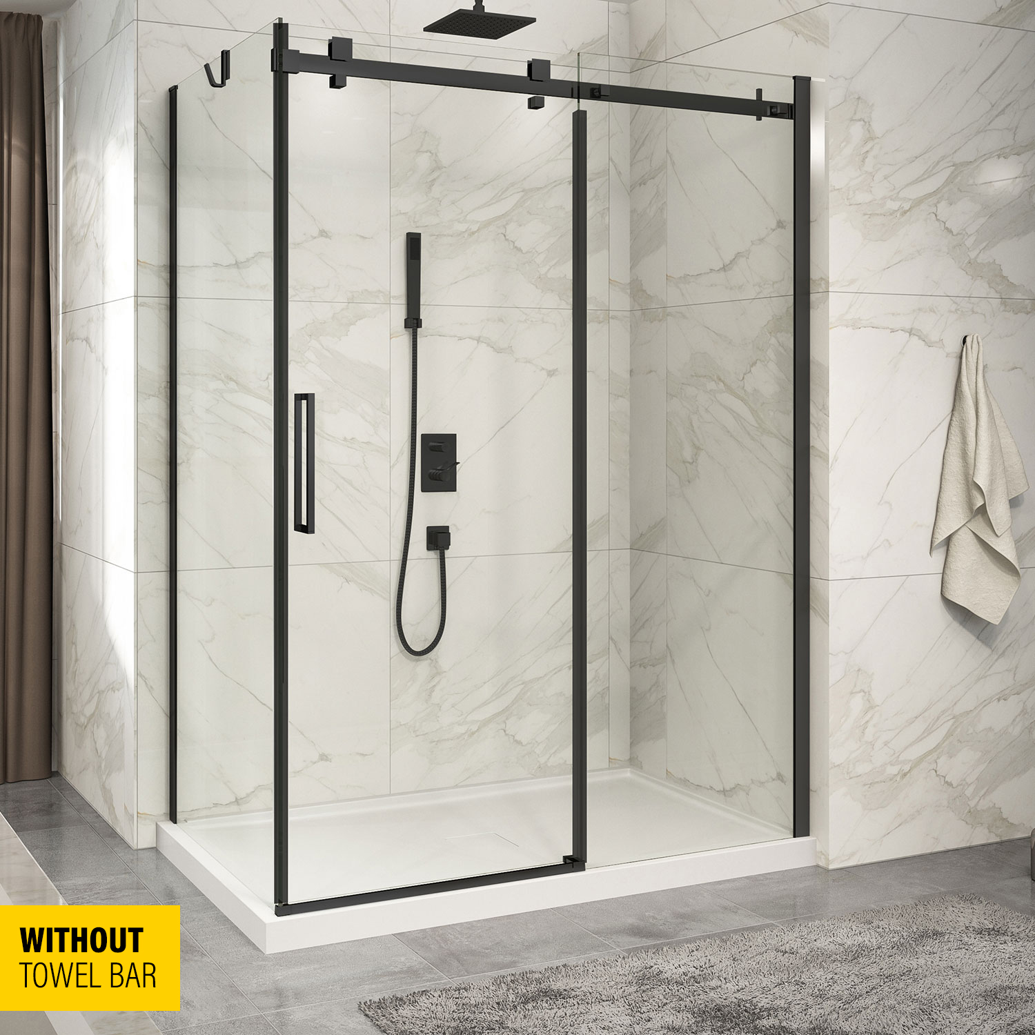 Shower base Slate 60 x 36, in a corner, wall on the right